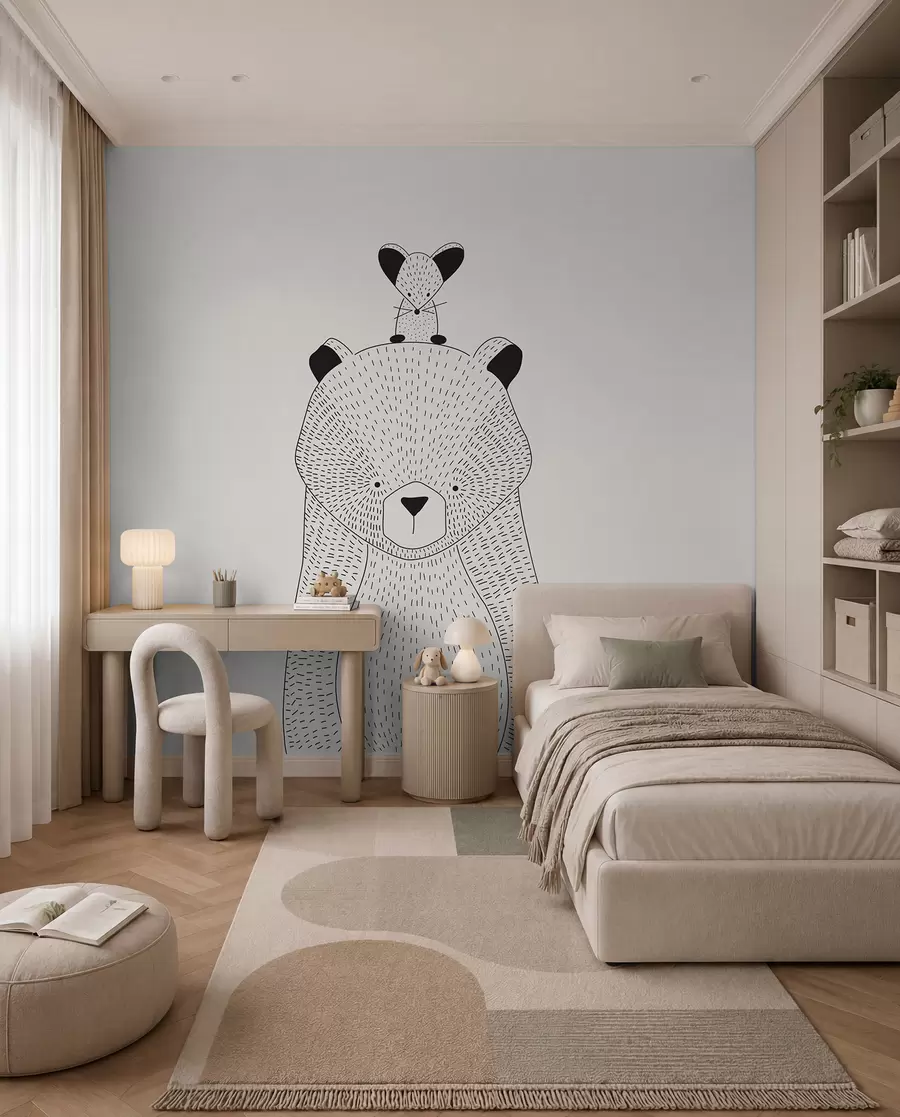 Fotobehang Een teddybeer met een muis u98483