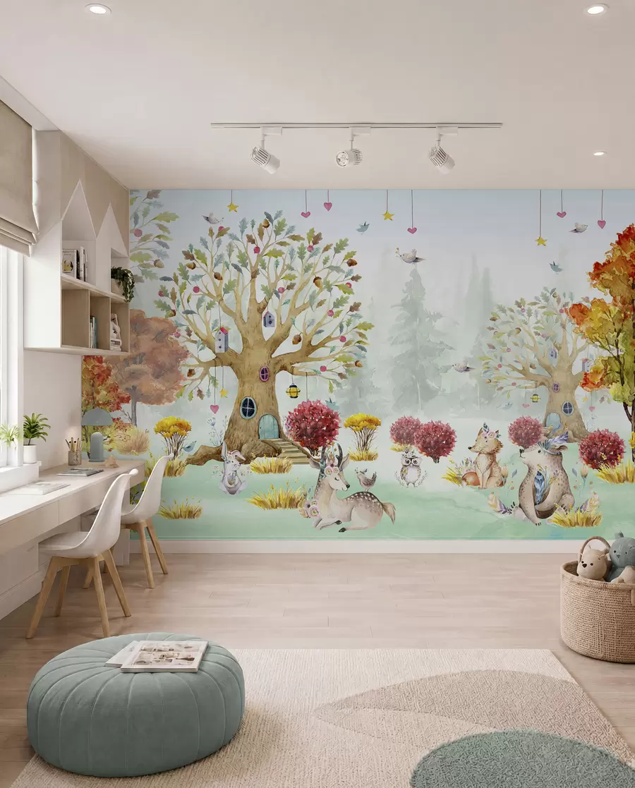 Fotobehang Bos met dieren u98499