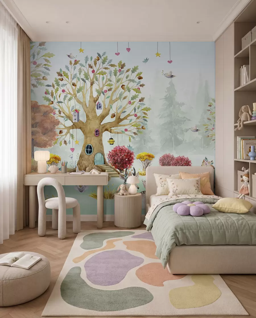 Fotobehang Bos met dieren u98499