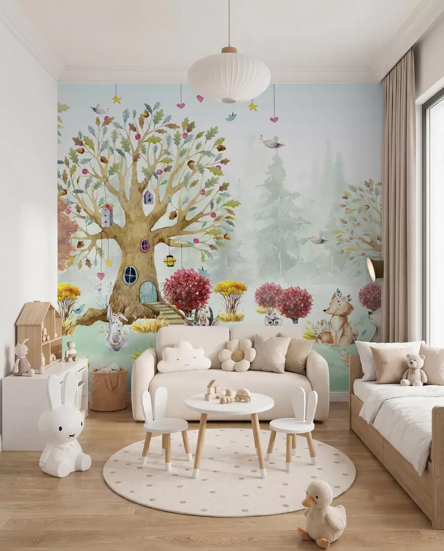 Fotobehang Bos met dieren u98499