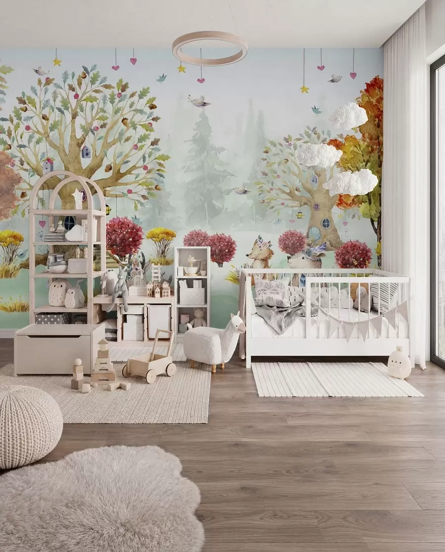 Fotobehang Bos met dieren u98499