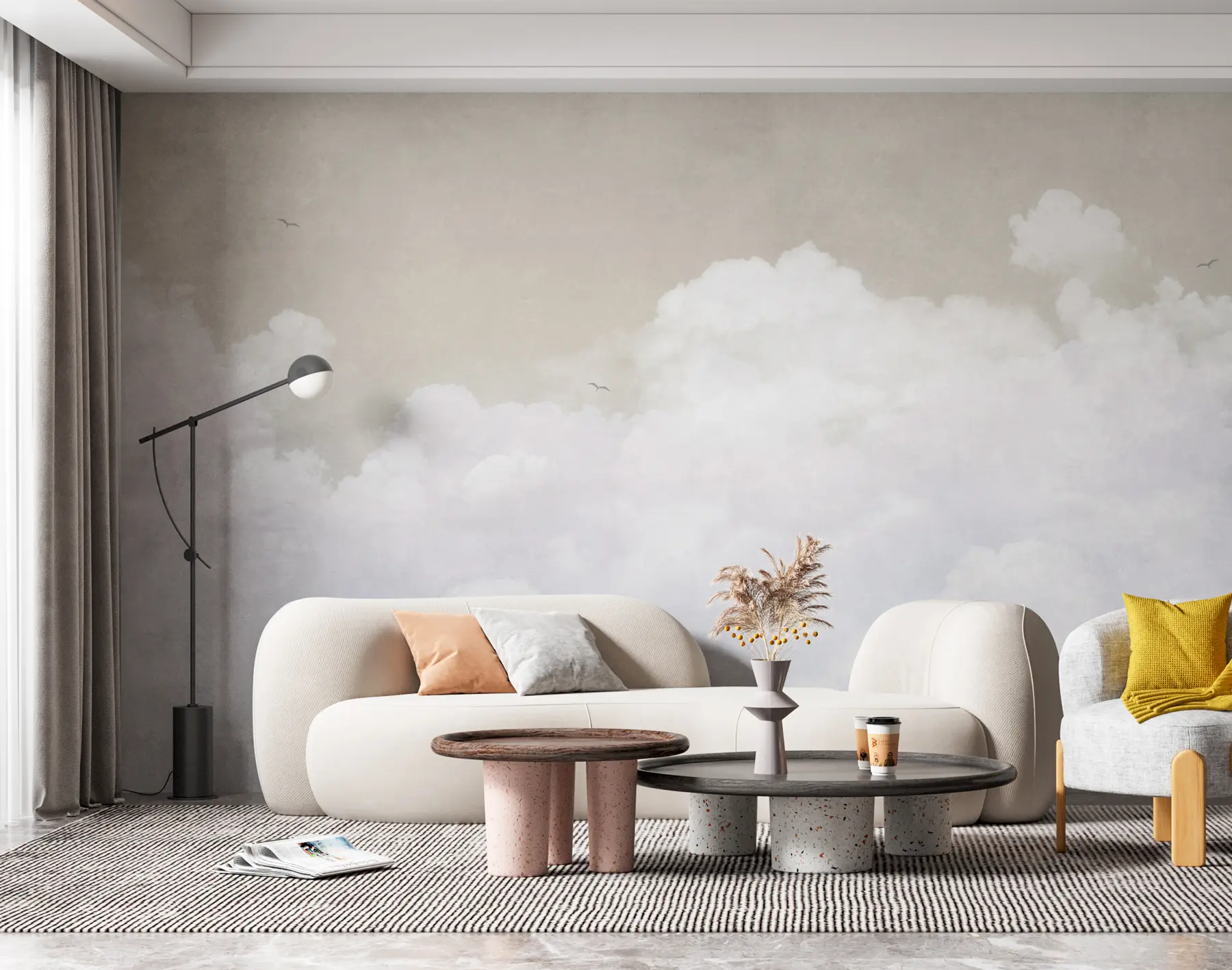 Fotobehang Vintage wolken in de beige lucht u96783