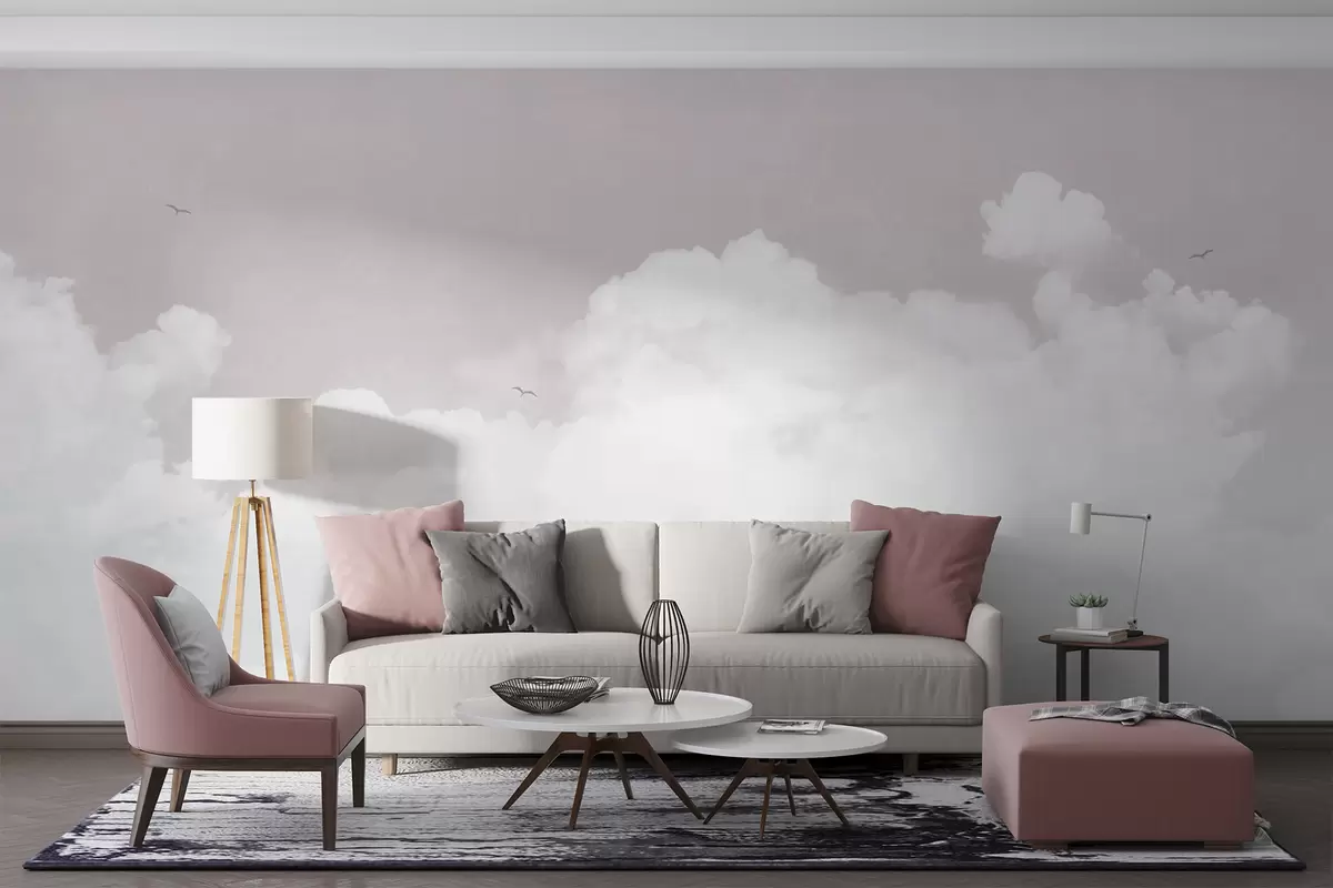 Fotobehang Vintage wolken in de lucht in roze u96783v1