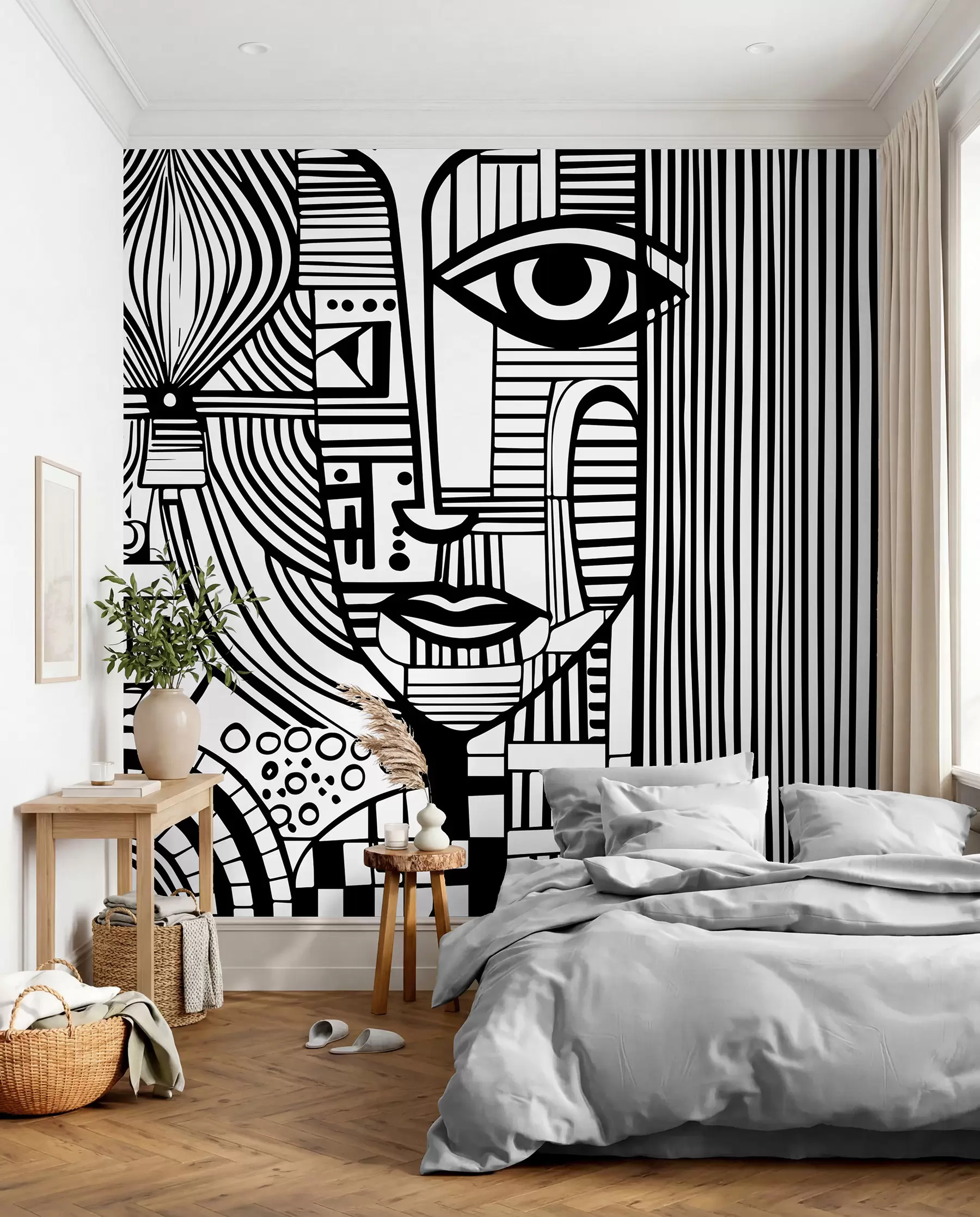 Fotobehang Abstract zwart-wit gezicht u98714