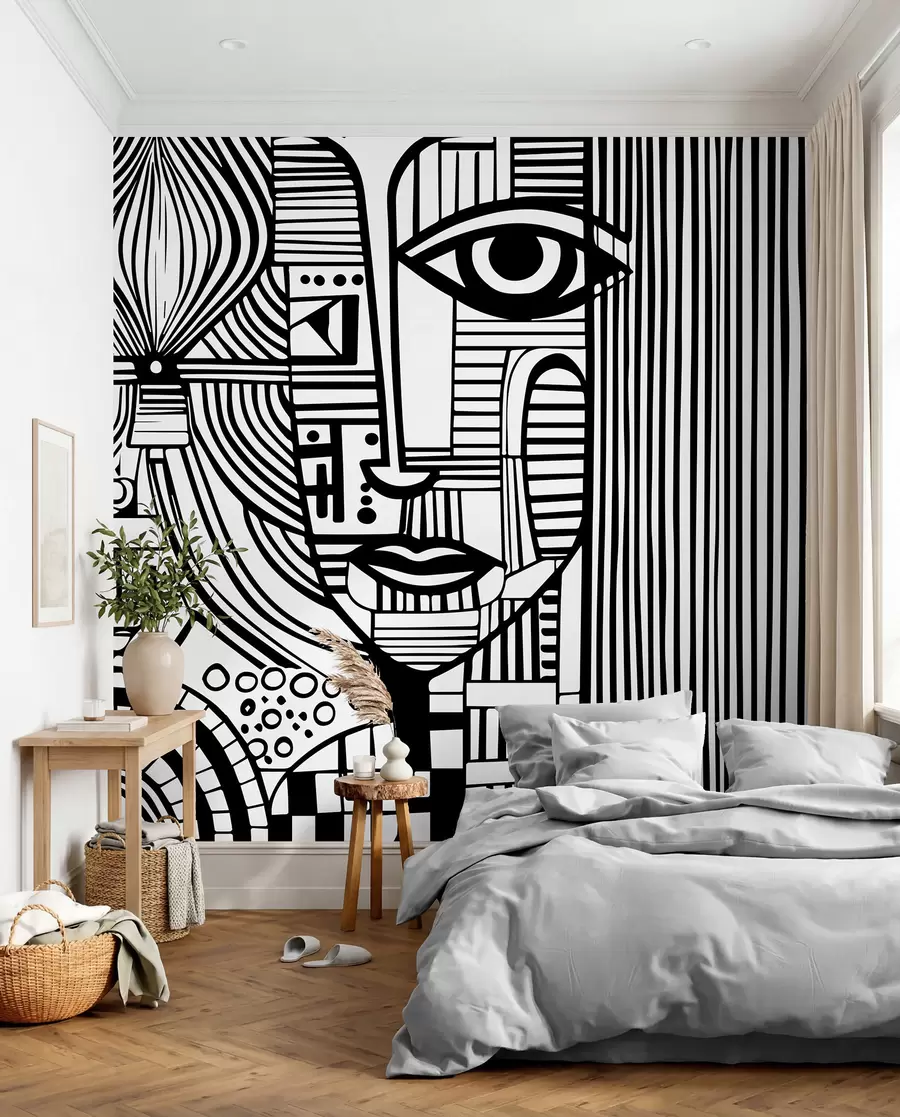 Fotobehang Abstract zwart-wit gezicht u98714