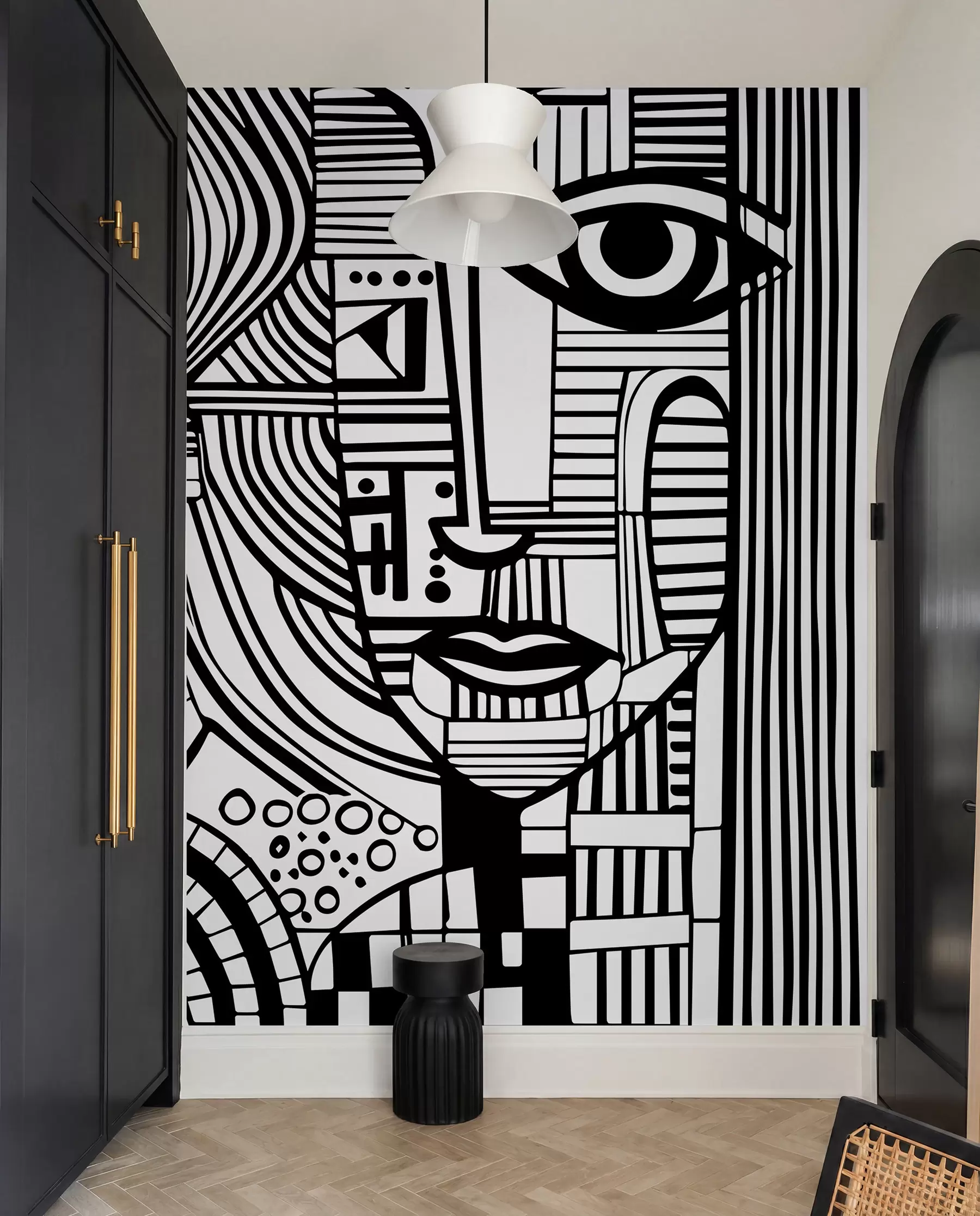 Fotobehang Abstract zwart-wit gezicht u98714