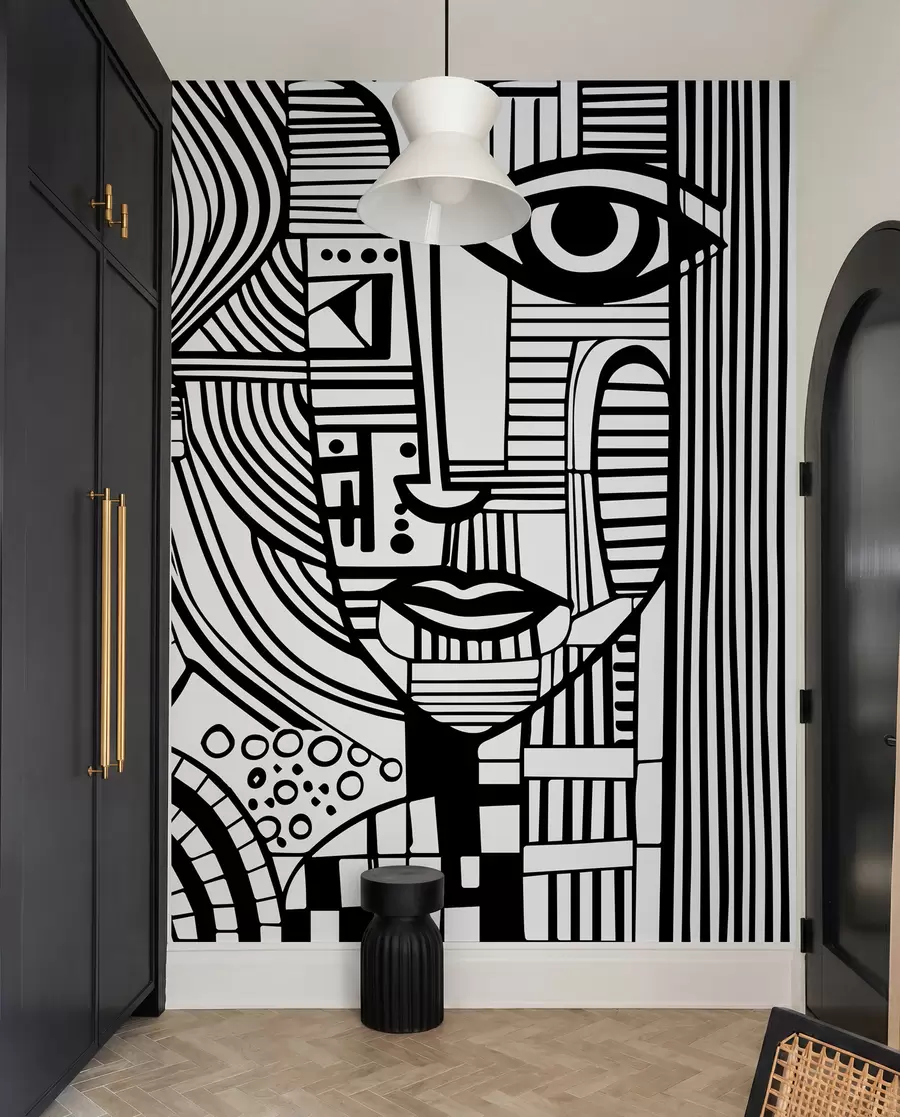Fotobehang Abstract zwart-wit gezicht u98714