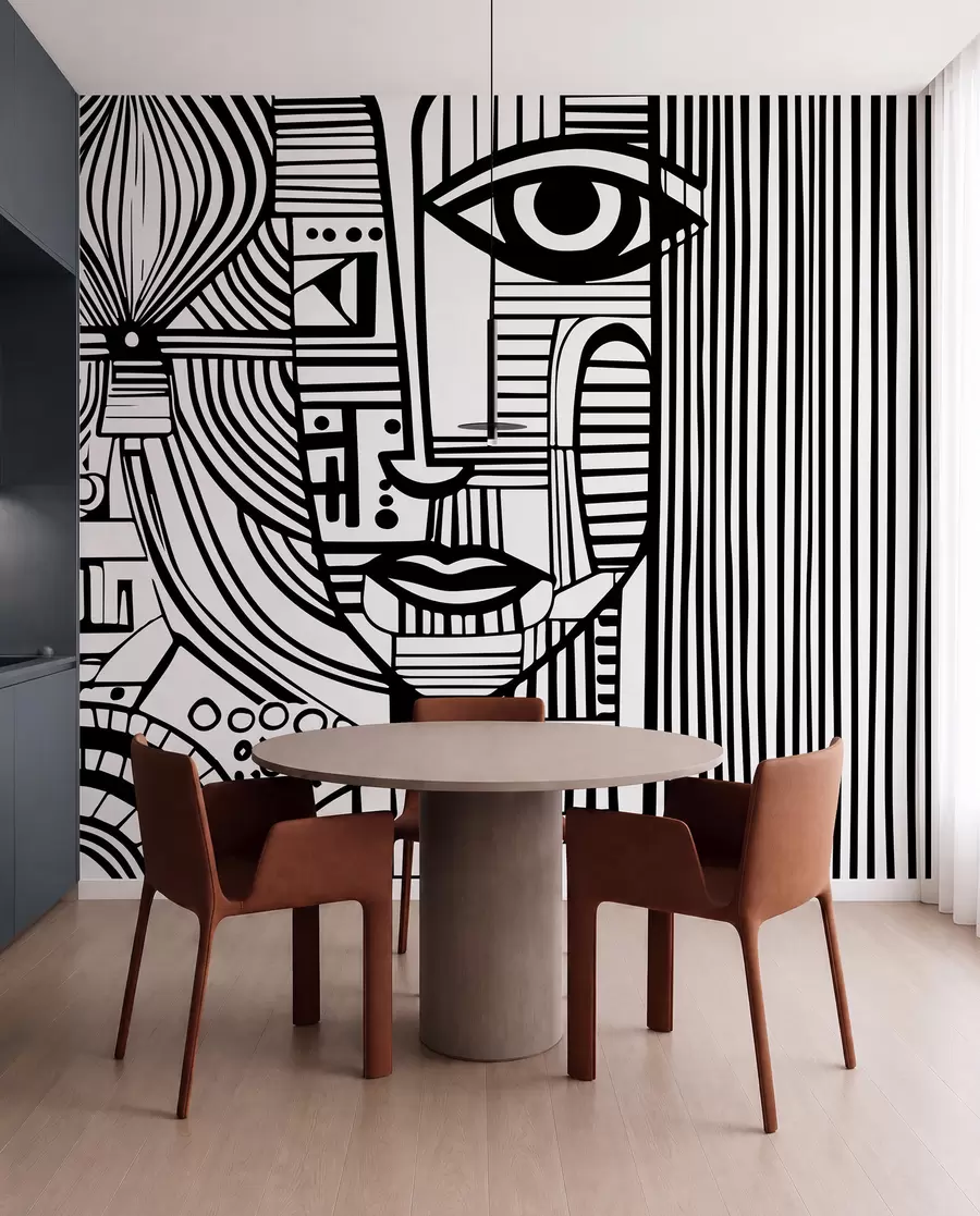 Fotobehang Abstract zwart-wit gezicht u98714