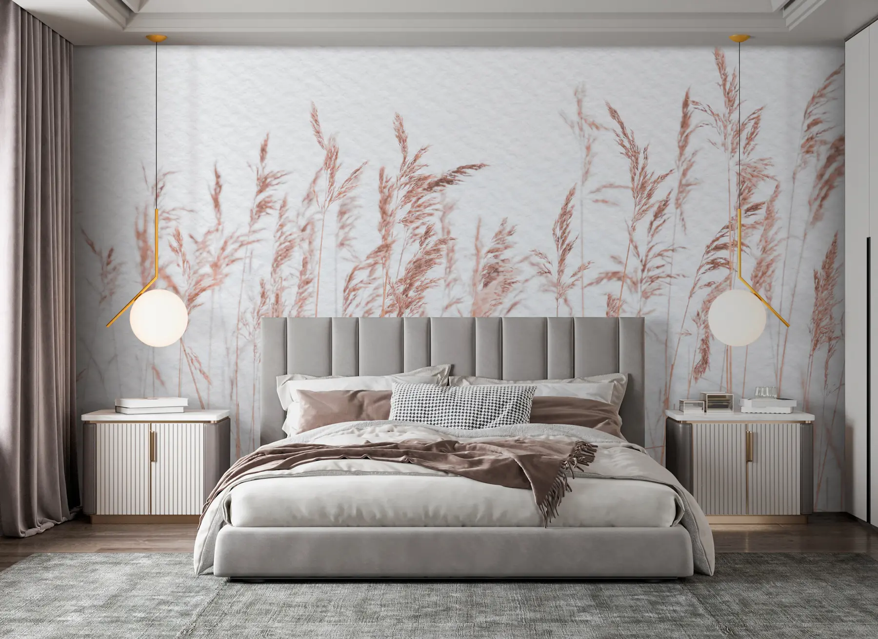Fotobehang Trendy gedroogde bloemen in boho stijl vintage papier u98428v1