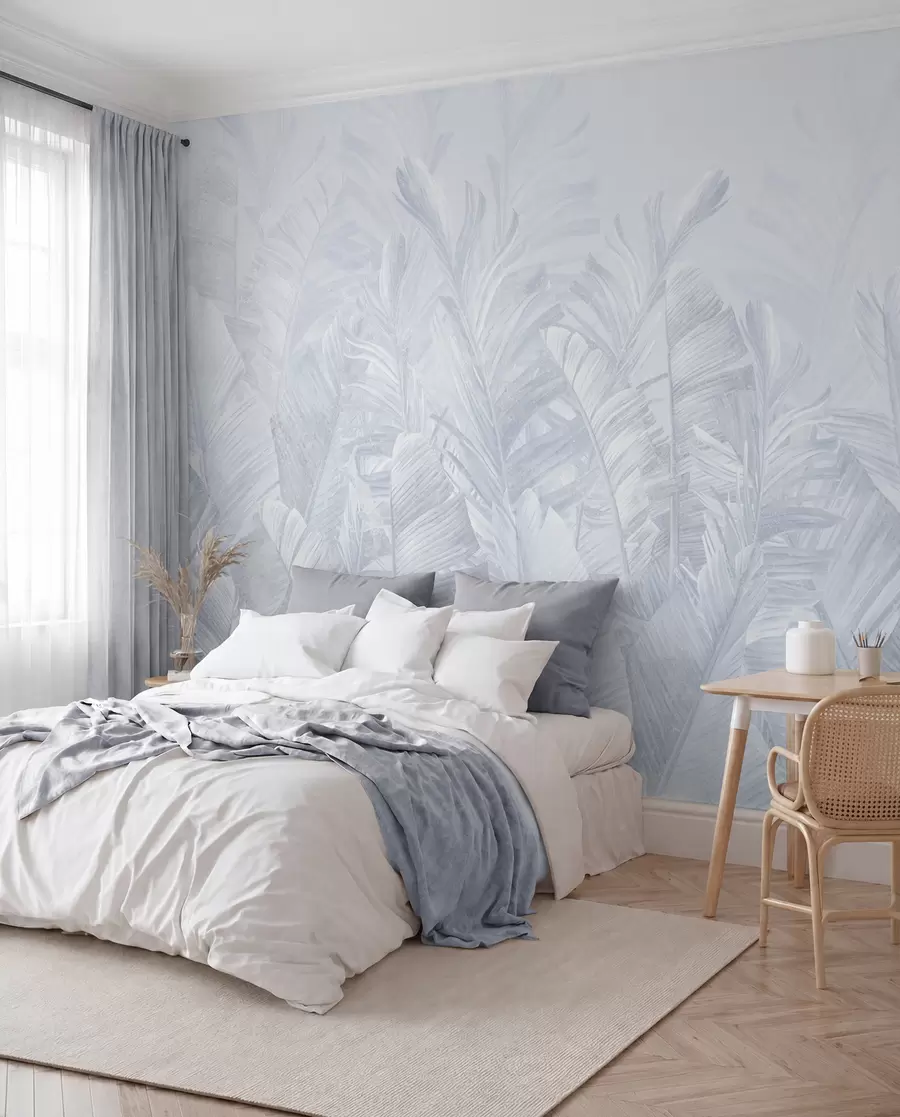 Fotobehang Hippe tropische blauwe bladeren u98951v5