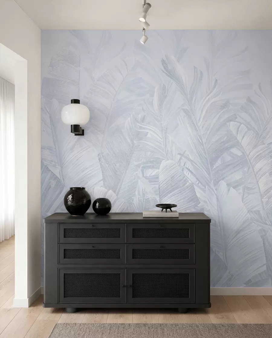 Fotobehang Hippe tropische blauwe bladeren u98951v5
