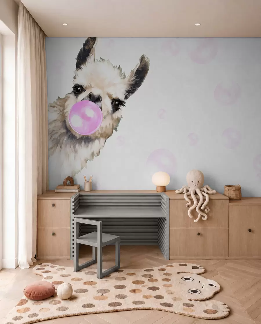 Fotobehang Lama met kauwgombel u98952