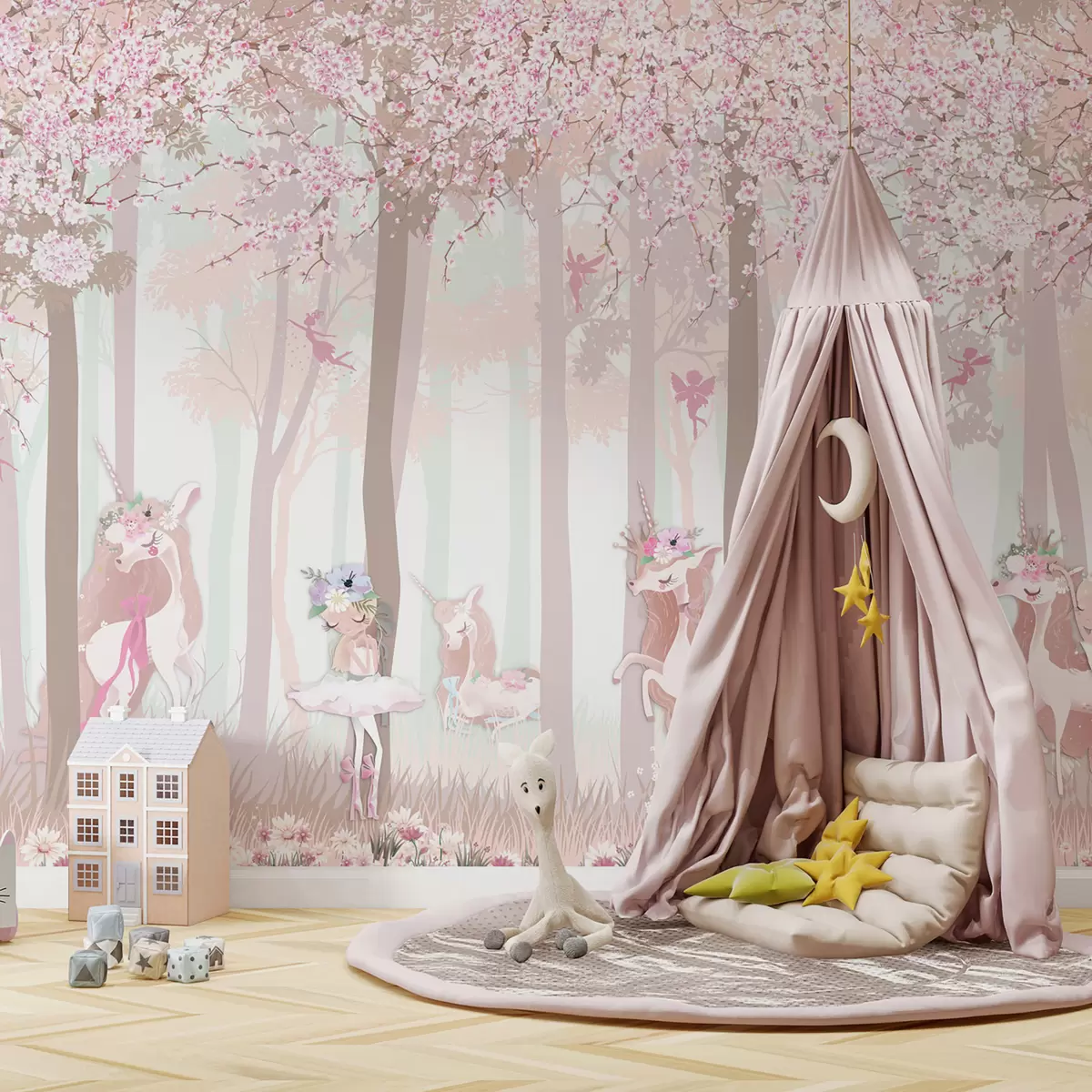 Fotobehang Prinsessen in het bloesembos u98694
