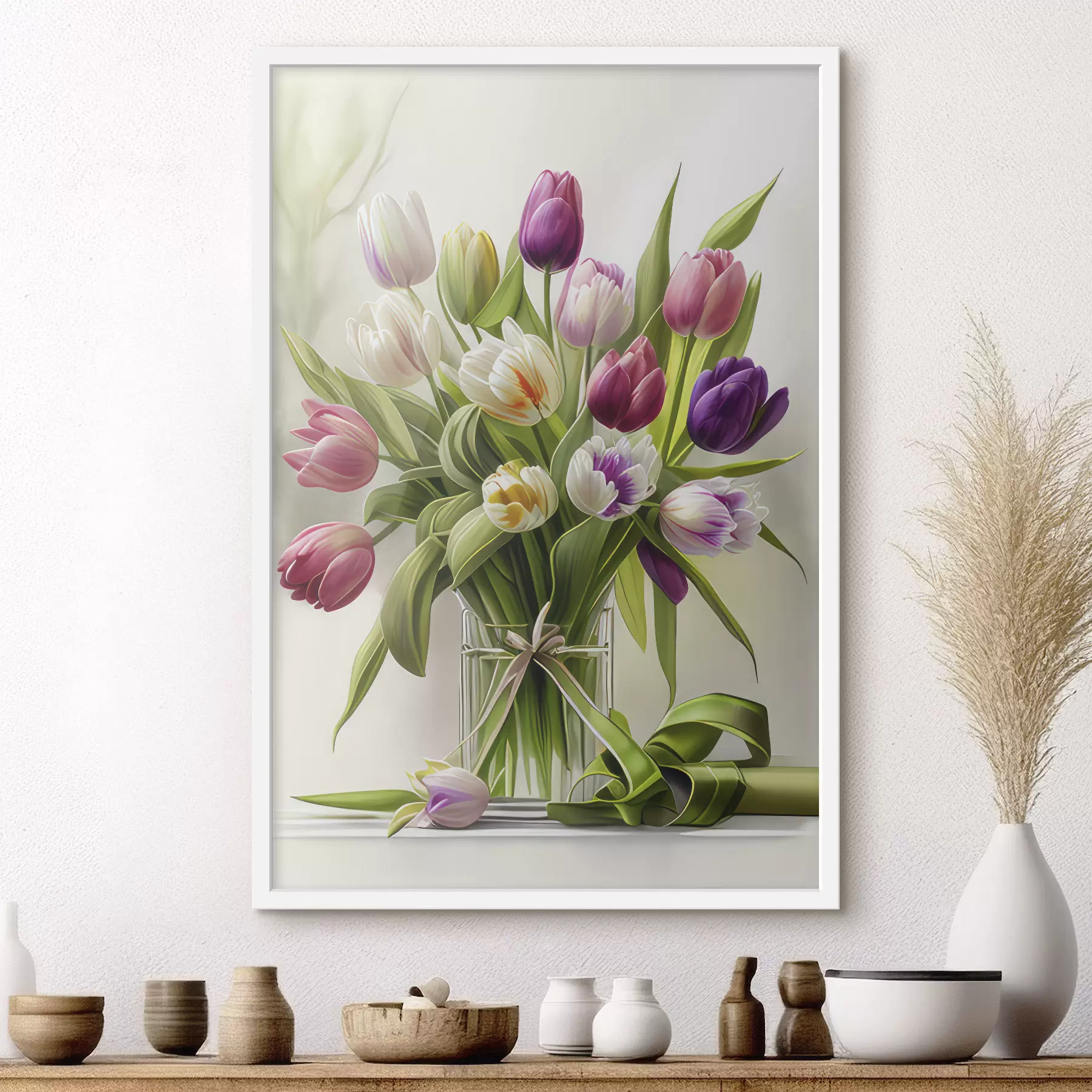 Fotobehang Boeket tulpen in een vaas f31219