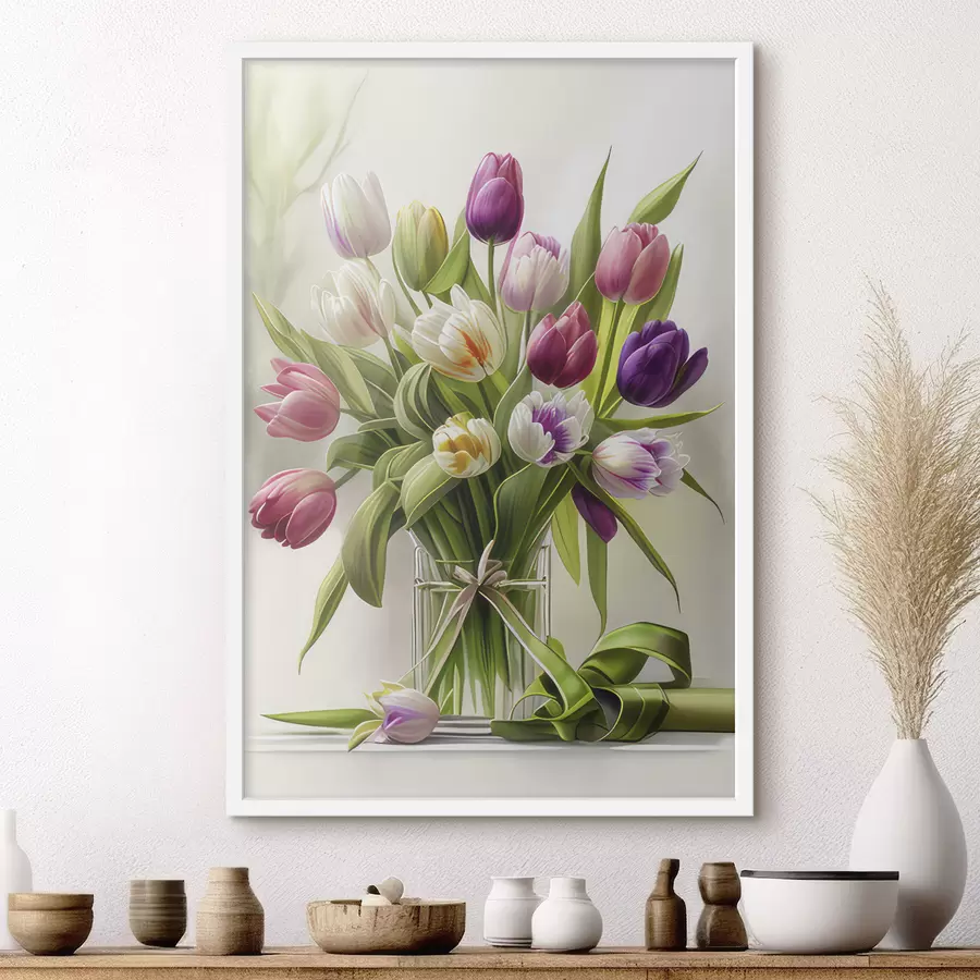 Fotobehang Boeket tulpen in een vaas f31219