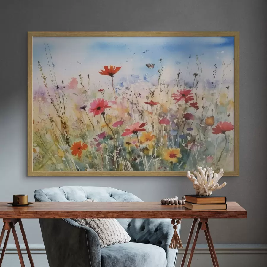 Fotobehang Veldbloemen en vlinders f33668