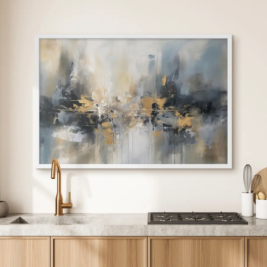 Fotobehang Stad in blauw en oker f34183