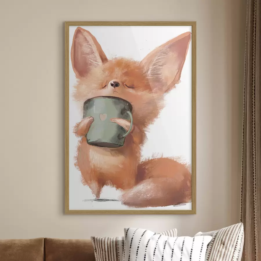 Fotobehang Rode vos en koffie f35008