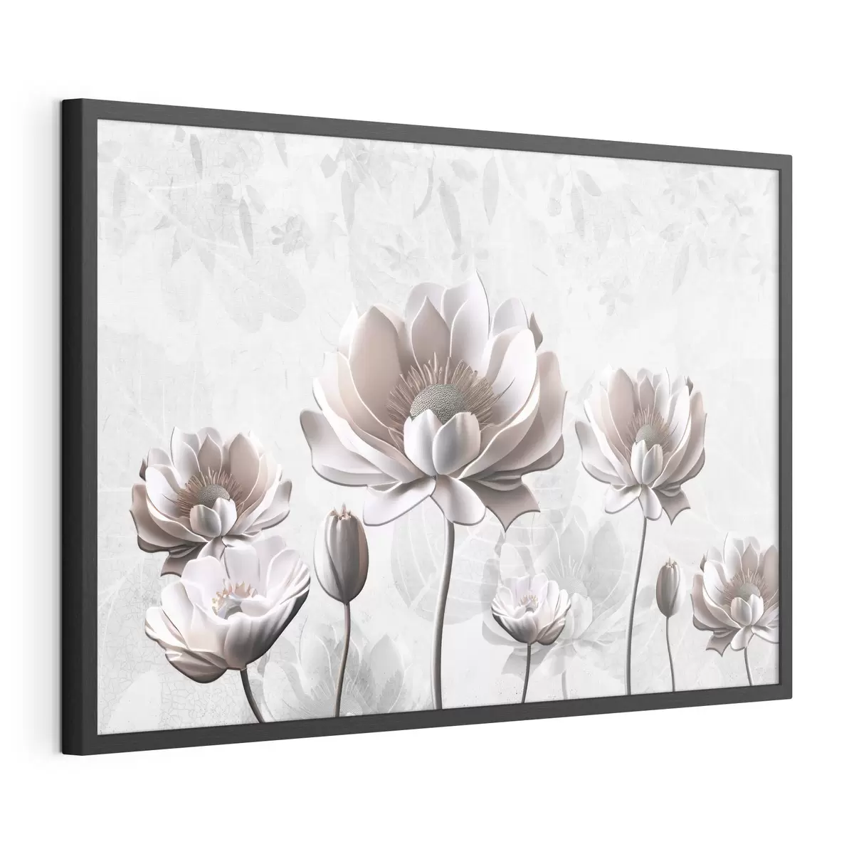 Poster Witte bloemen op een witte achtergrond f35736