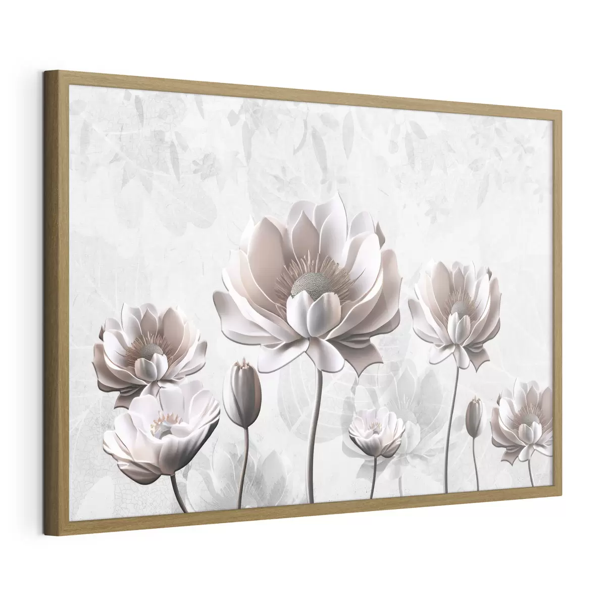 Poster Witte bloemen op een witte achtergrond f35736