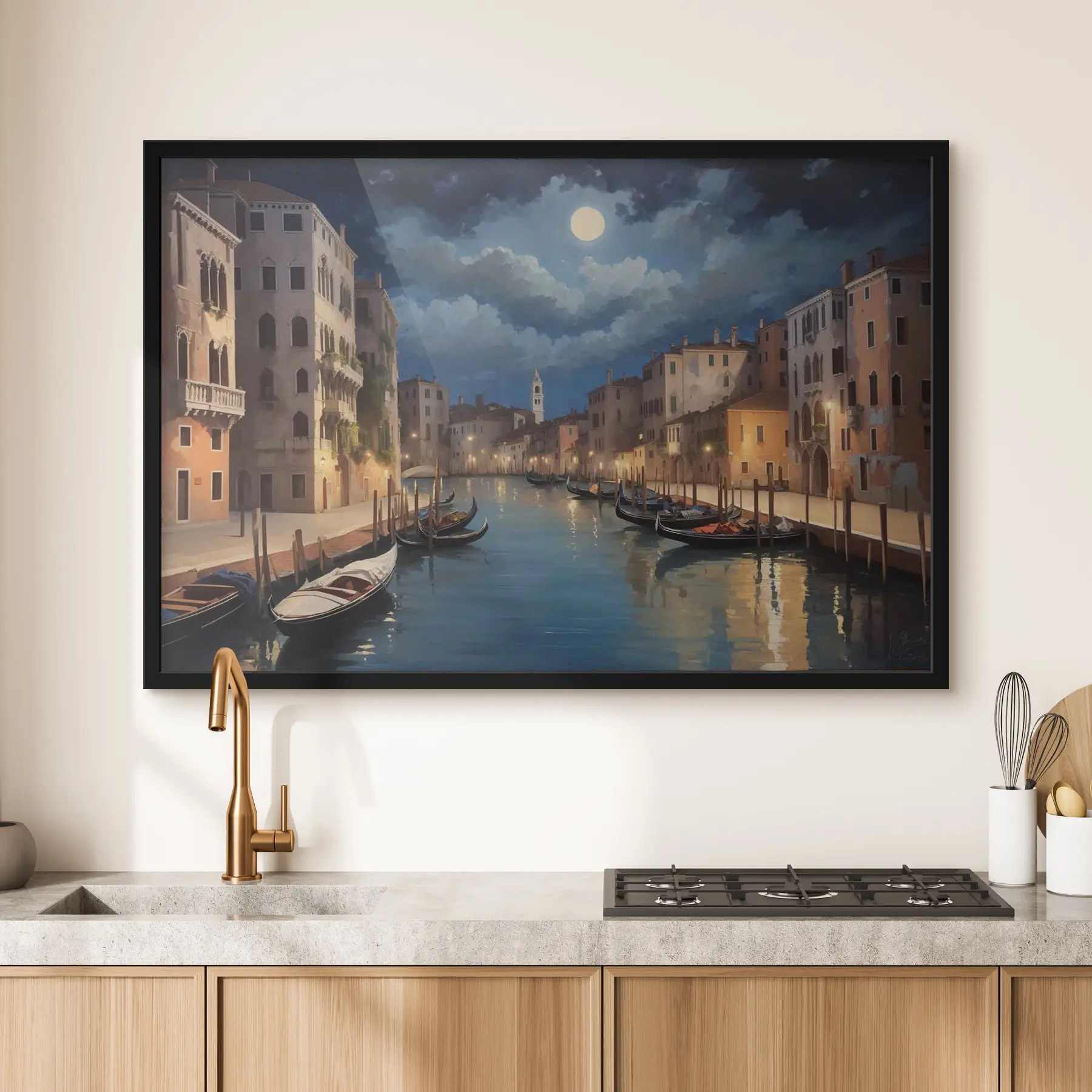 Fotobehang Venetië bij nacht verlicht door de volle maan f36240