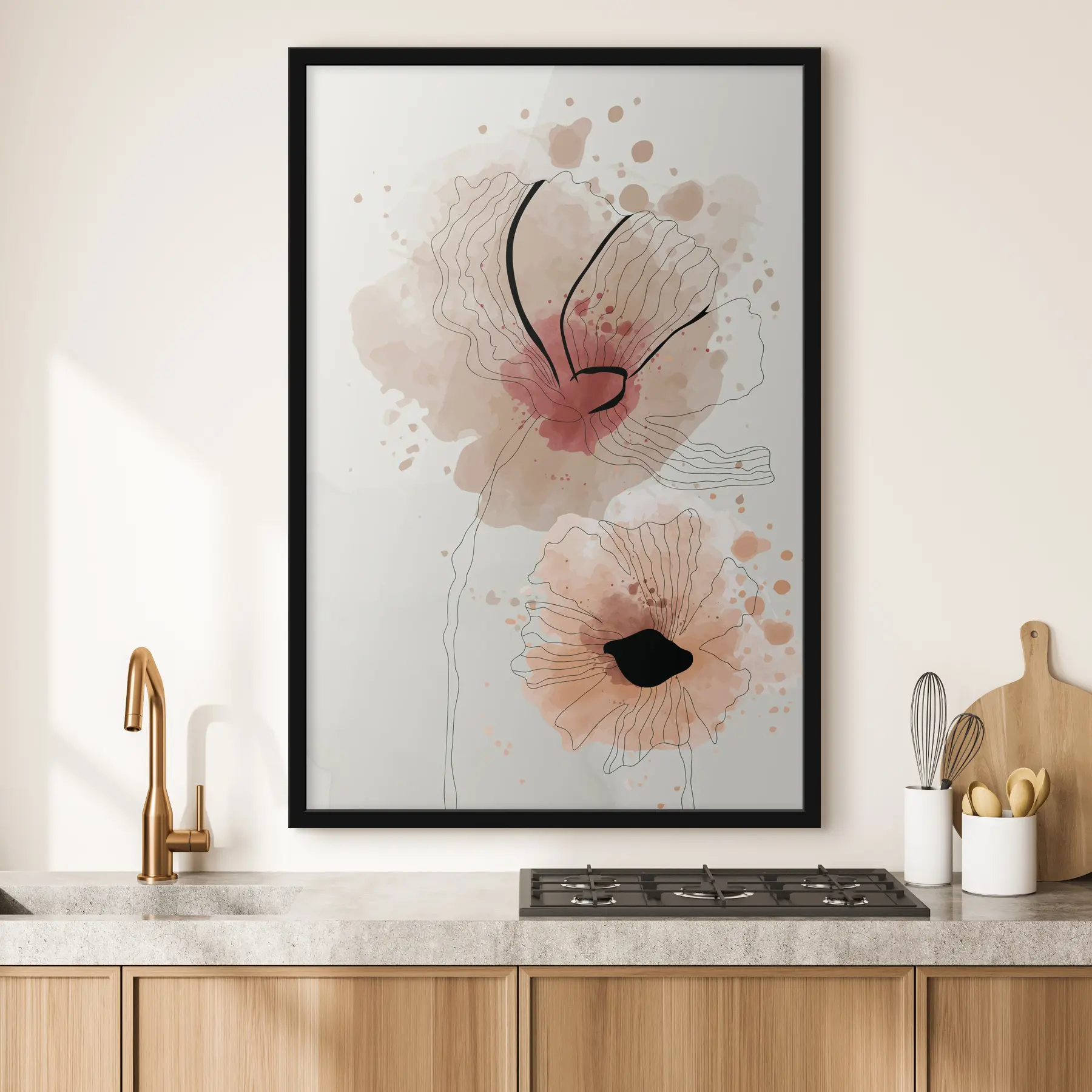 Fotobehang Aquarel van abstracte bloemen met roze blos f36137