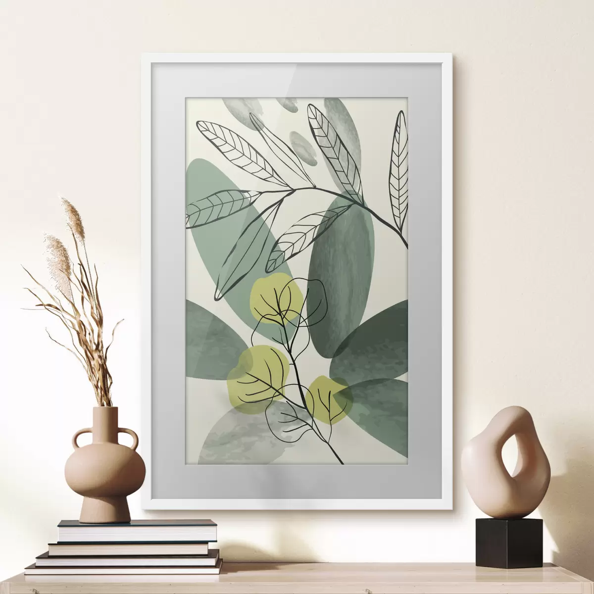 Poster Aquareltekening van boho bladeren f36106