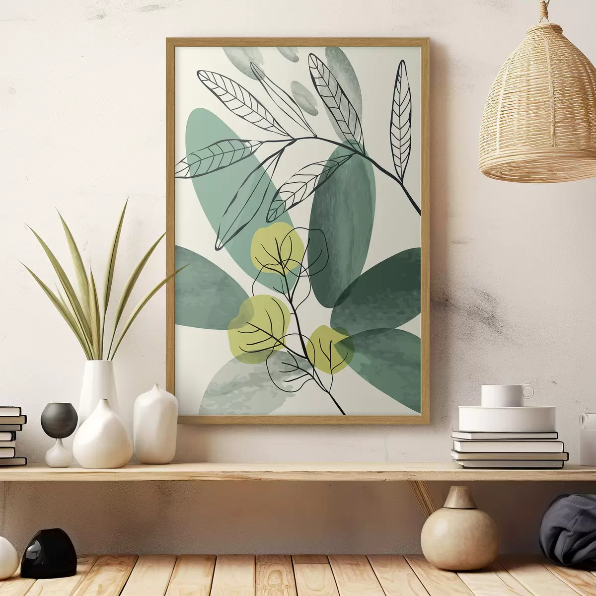 Poster Aquareltekening van boho bladeren f36106