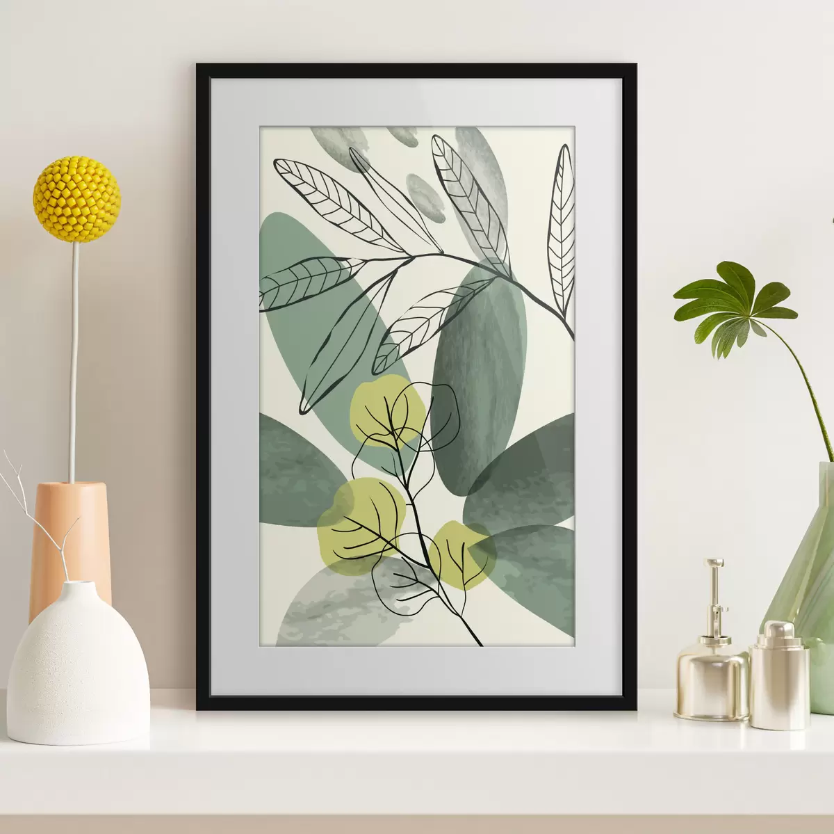 Poster Aquareltekening van boho bladeren f36106