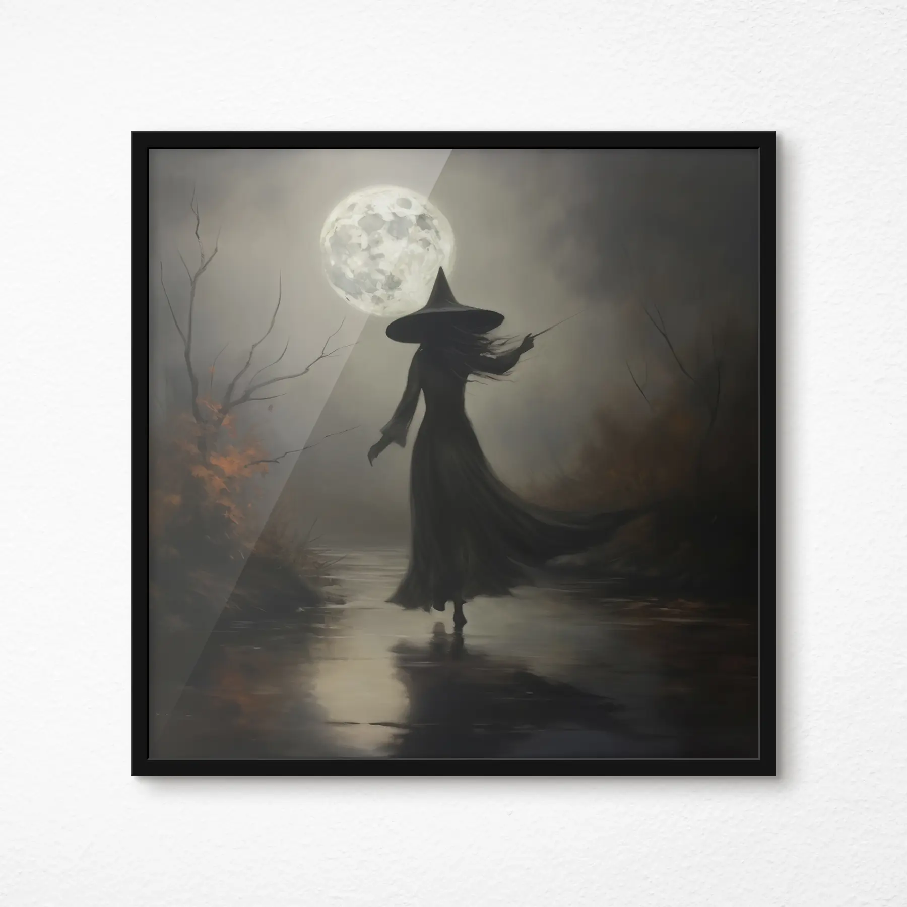 Fotobehang Halloween 🎃 Volle maan en een heks f35970