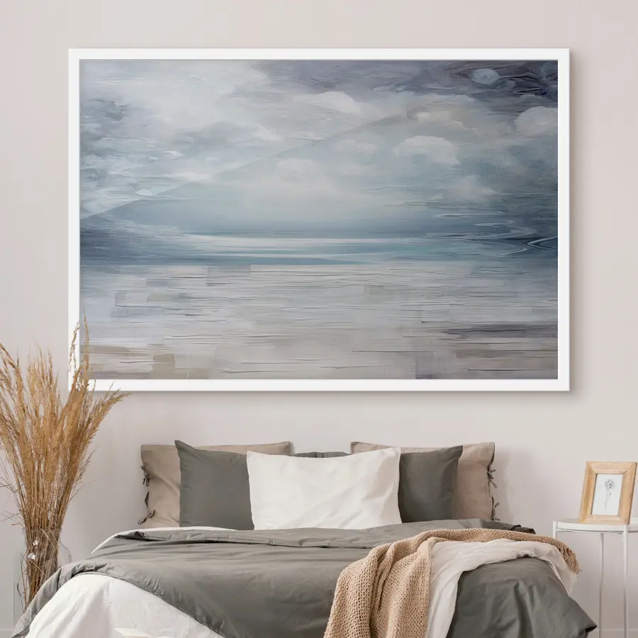 Fotobehang Abstractie met verf in grijs- en blauwtinten f35715