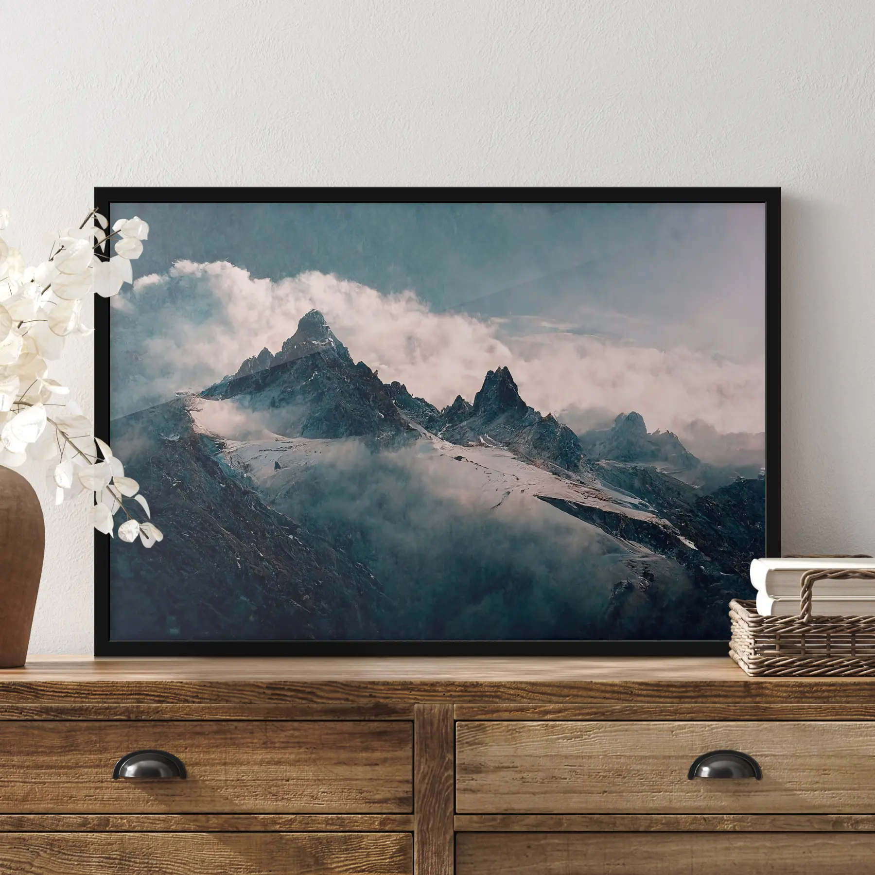 Fotobehang Prachtig realistisch landschap boven een bewolkte lucht f35584