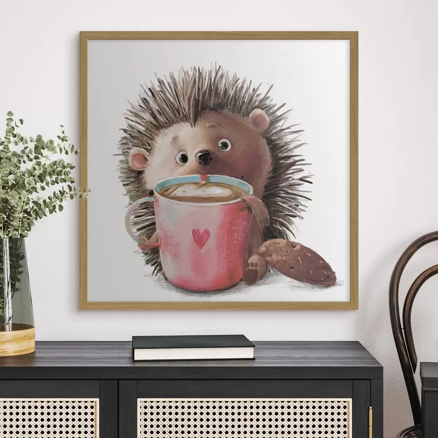 Fotobehang Egel en een kop koffie f35039