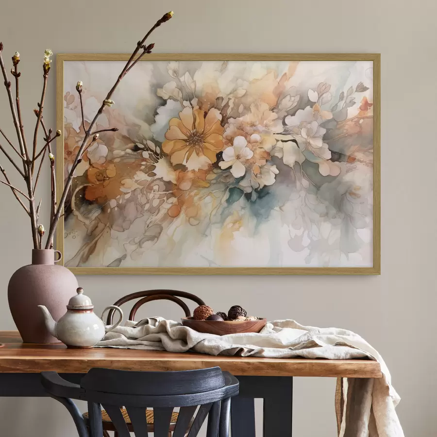 Fotobehang beige bloemen f34202