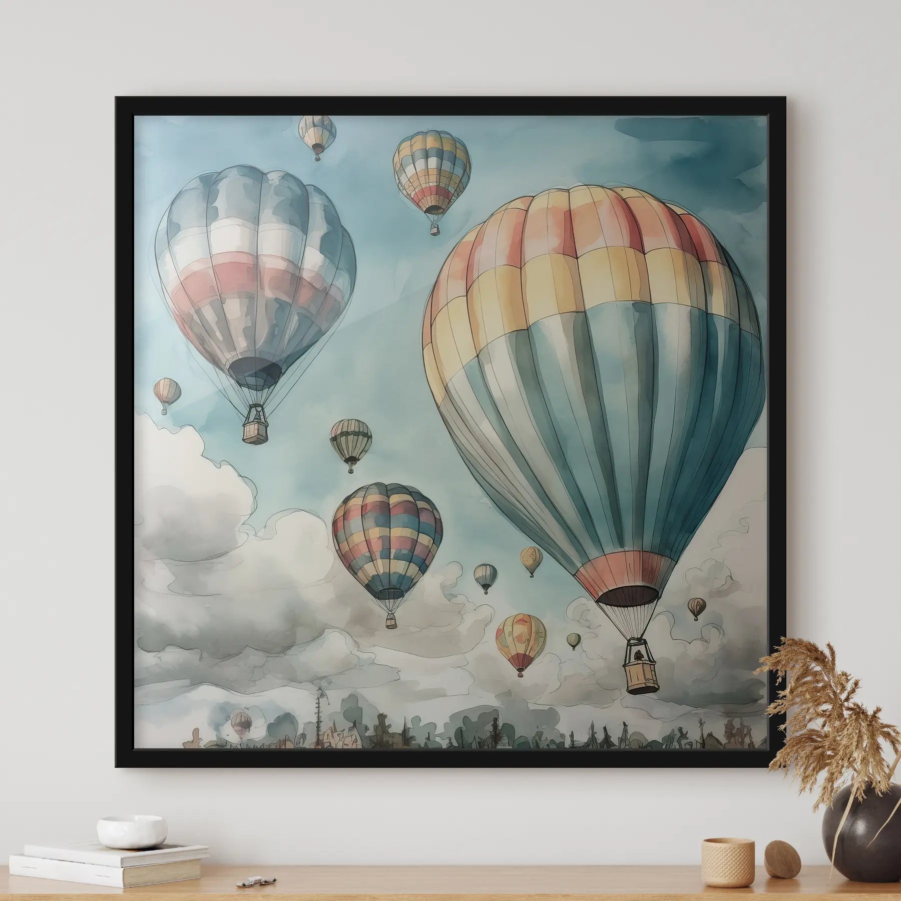 Fotobehang Ballonnen. Aquarel illustratie f32850