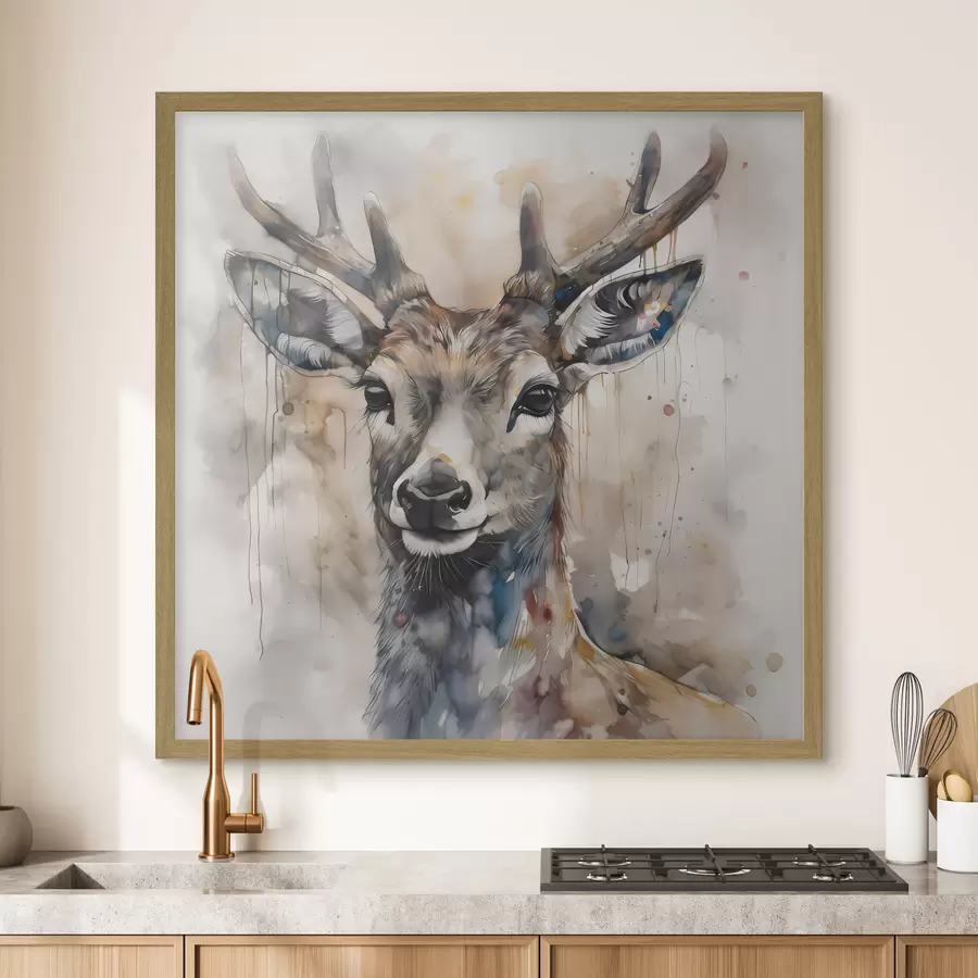 Fotobehang Herten in aquarelstijl f32300