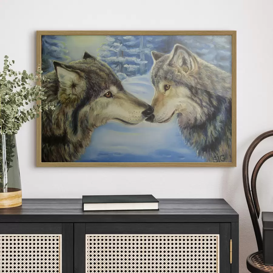 Fotobehang Twee wolven f15354