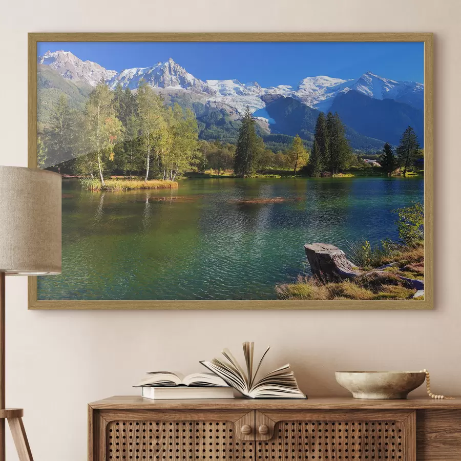 Fotobehang Rivier aan de voet van de bergen f08443