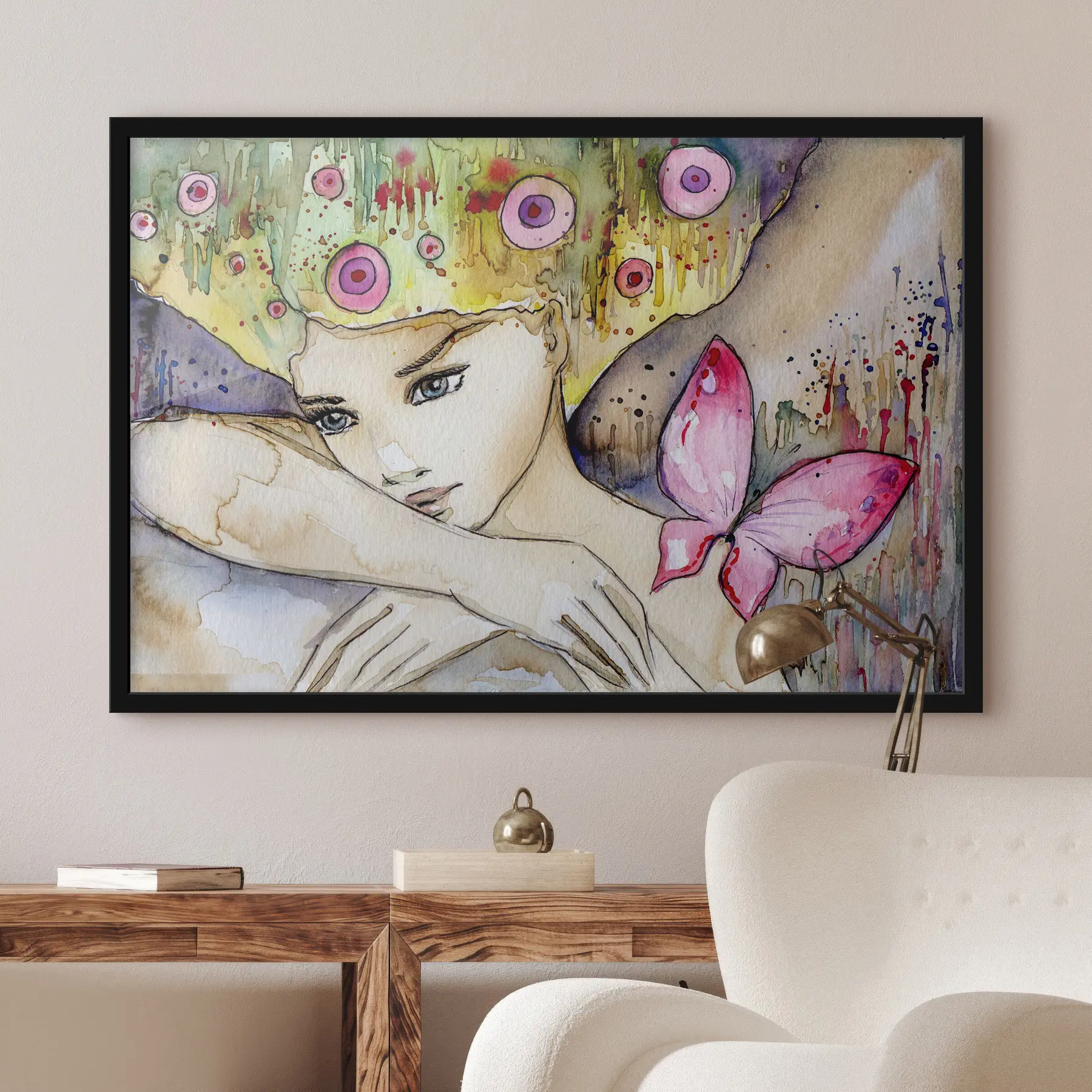 Fotobehang Fee: aquarel f05554