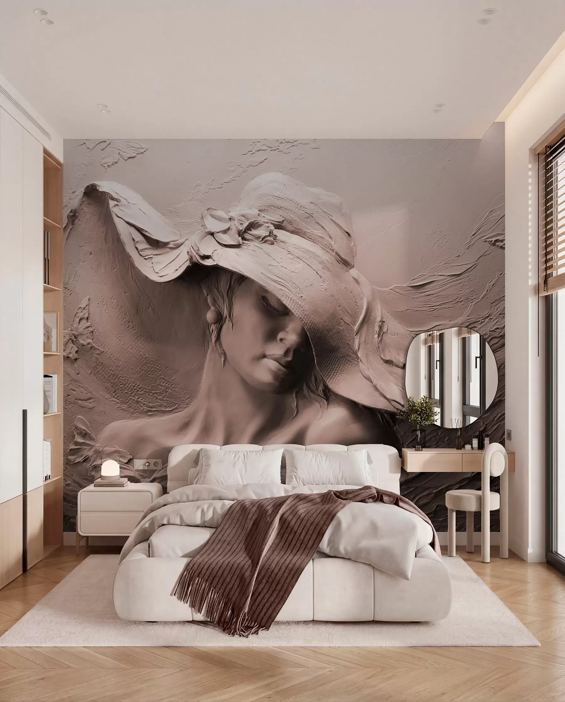 Fotobehang Vrouw met hoed 3D u62592v1