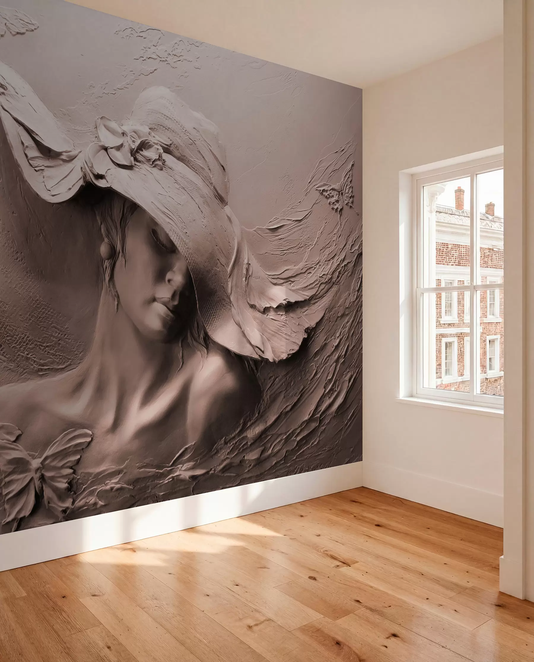 Fotobehang Vrouw met hoed 3D u62592v1