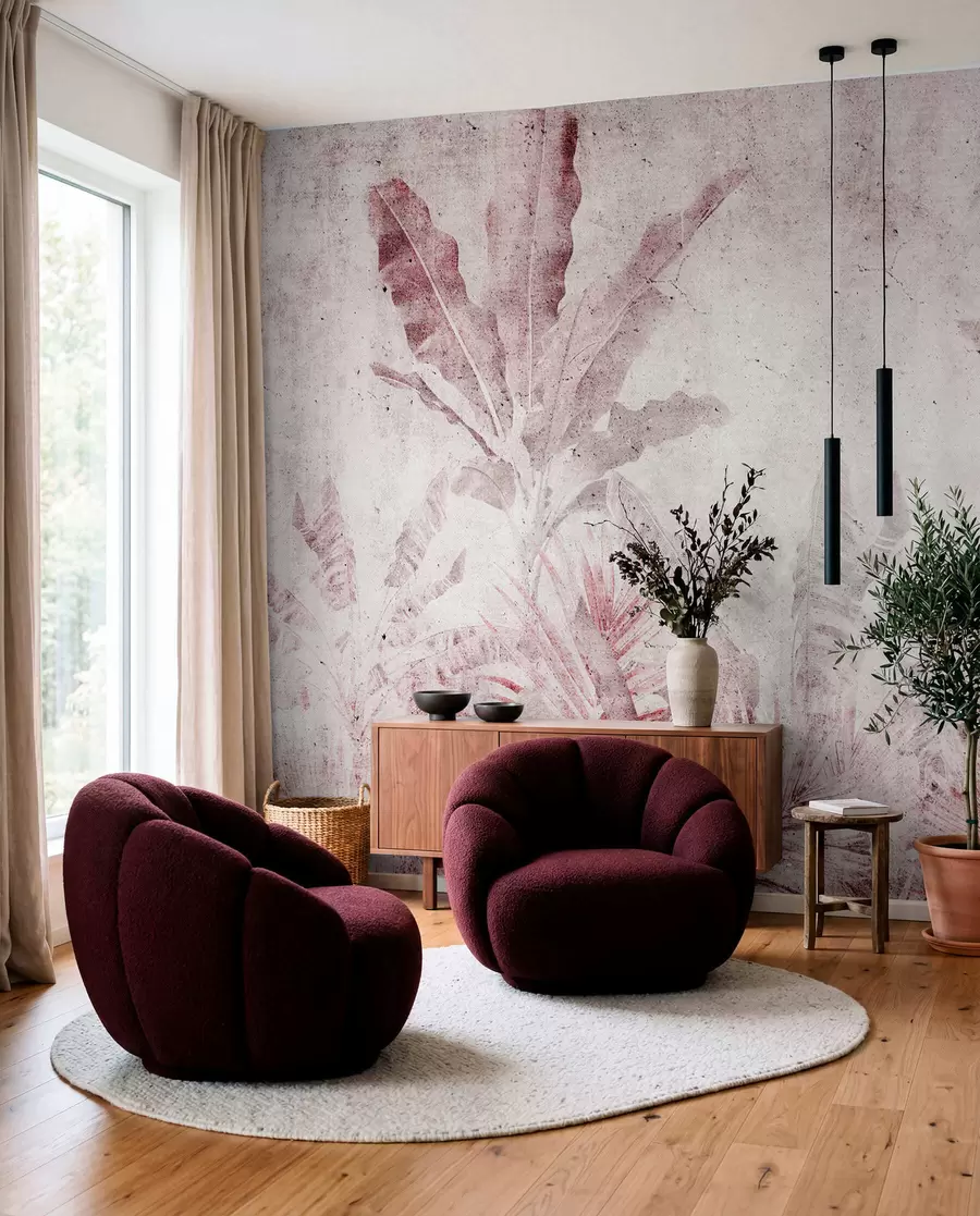 Fotobehang Verweerde tropen in roze u73886v2