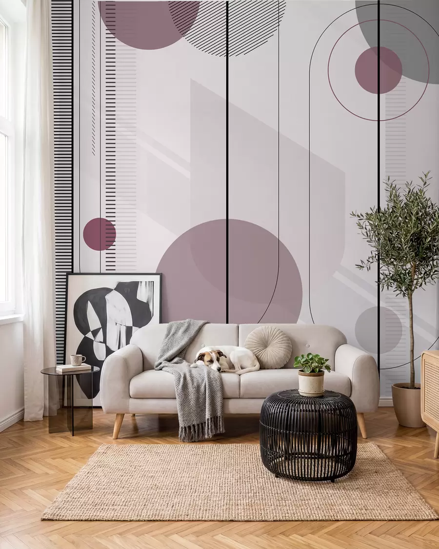 Fotobehang Roze cirkels aan draden u95379v2