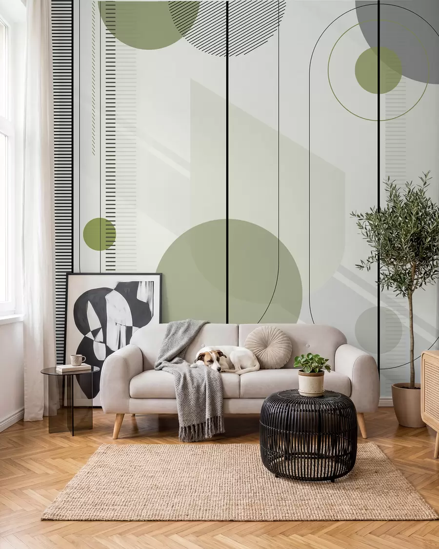 Fotobehang Groene cirkels aan draden u95379v3