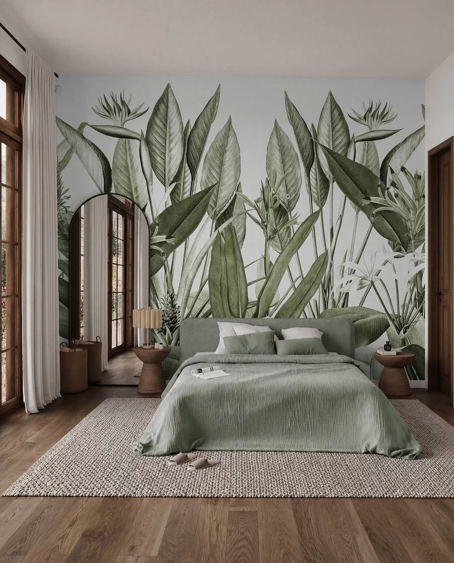 Fotobehang Jungle in groene inkt u96833v2