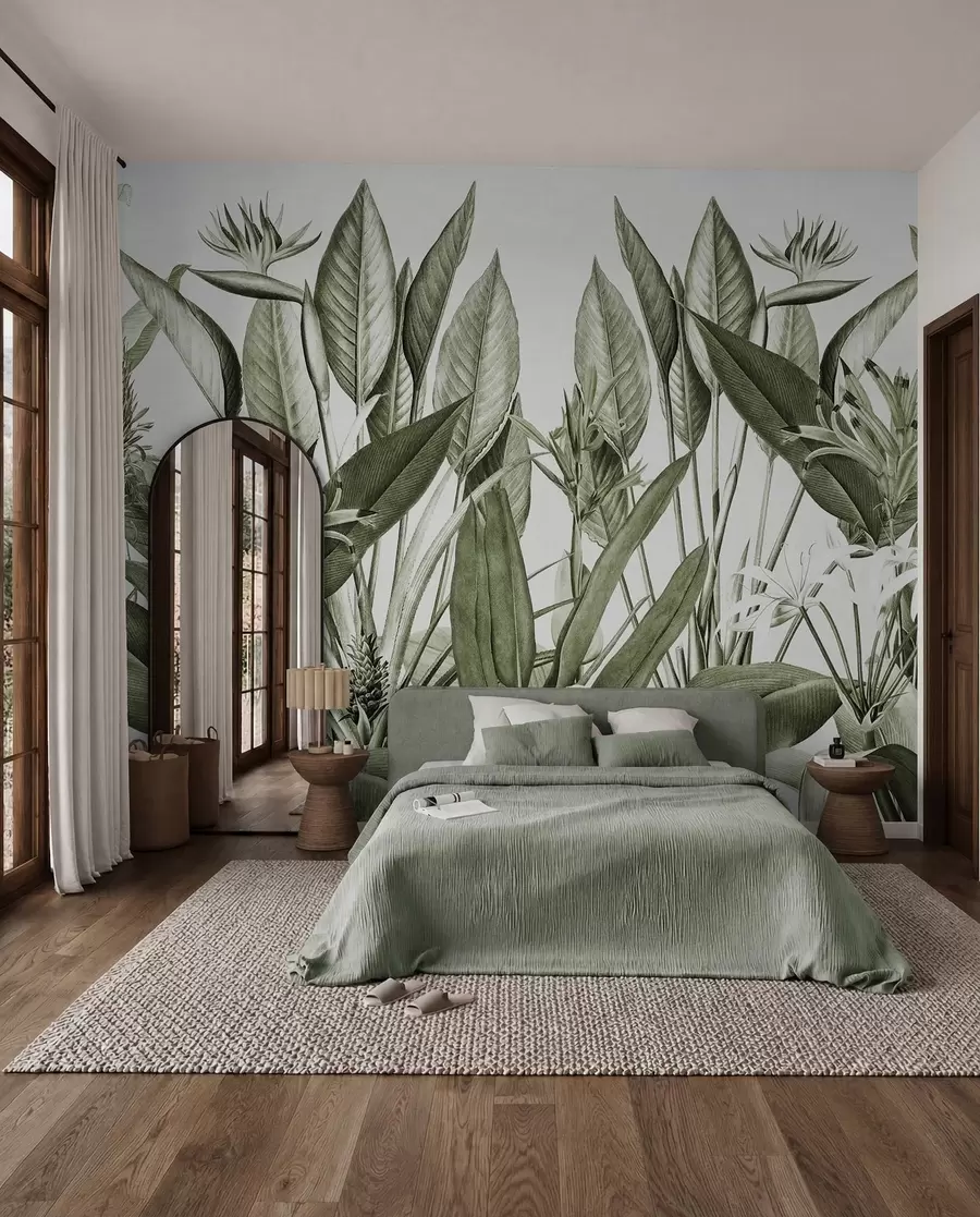 Fotobehang Jungle in groene inkt u96833v2