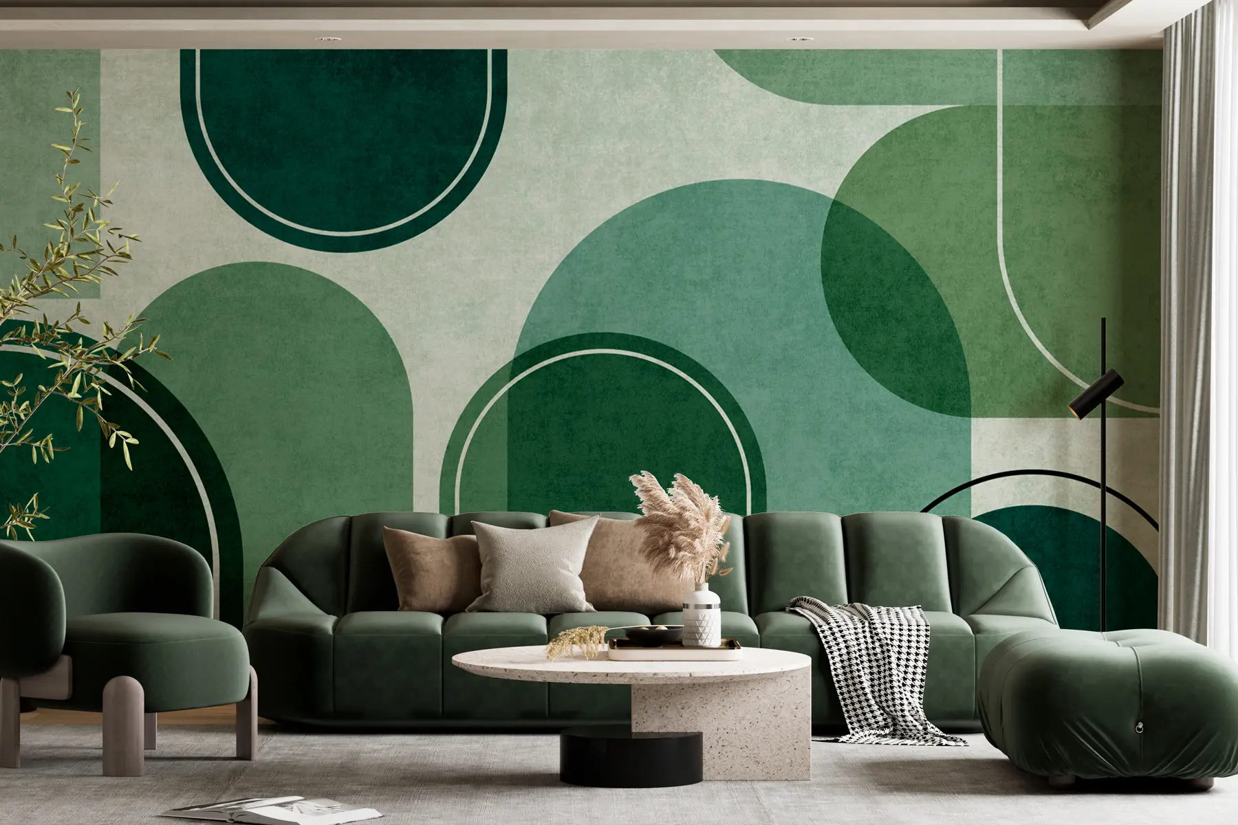 Fotobehang Geometrische bogen in groene kleur u99095v5