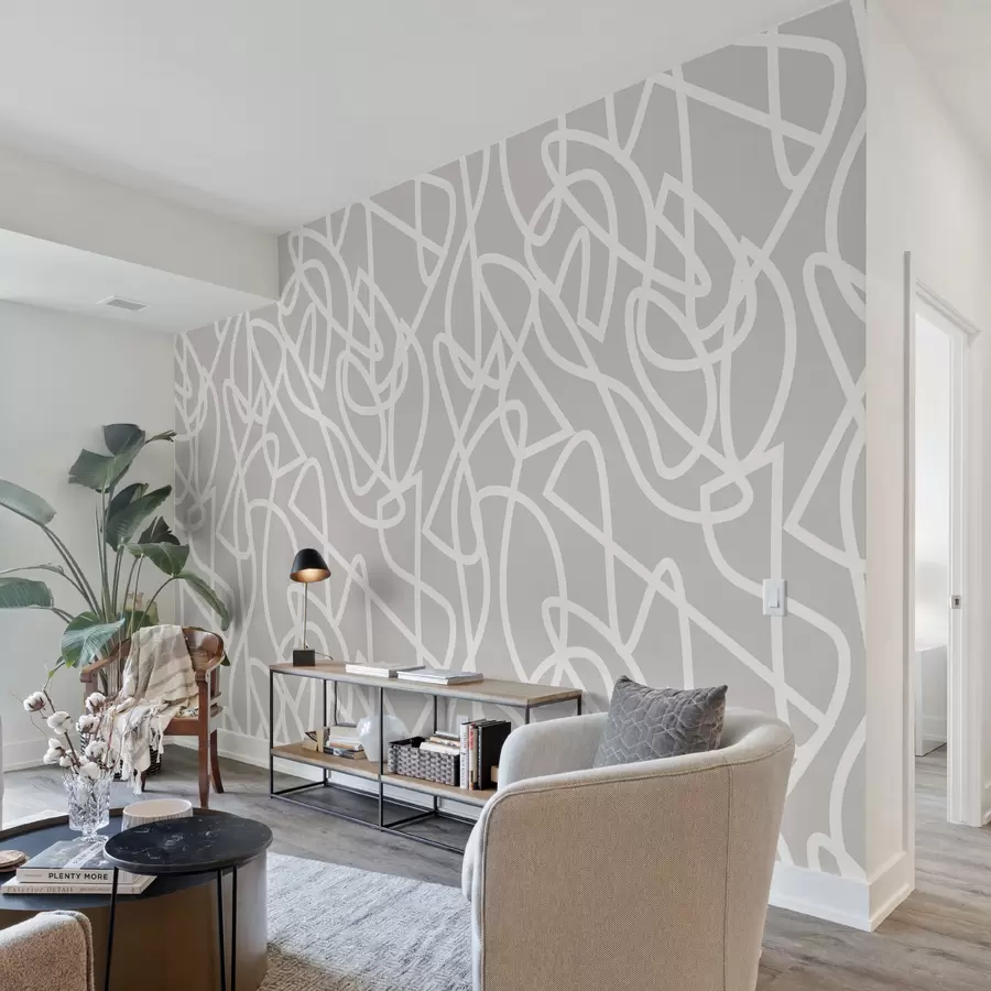 Fotobehang Trendy lijnen in boho stijl minimalisme in grijs u99097v4