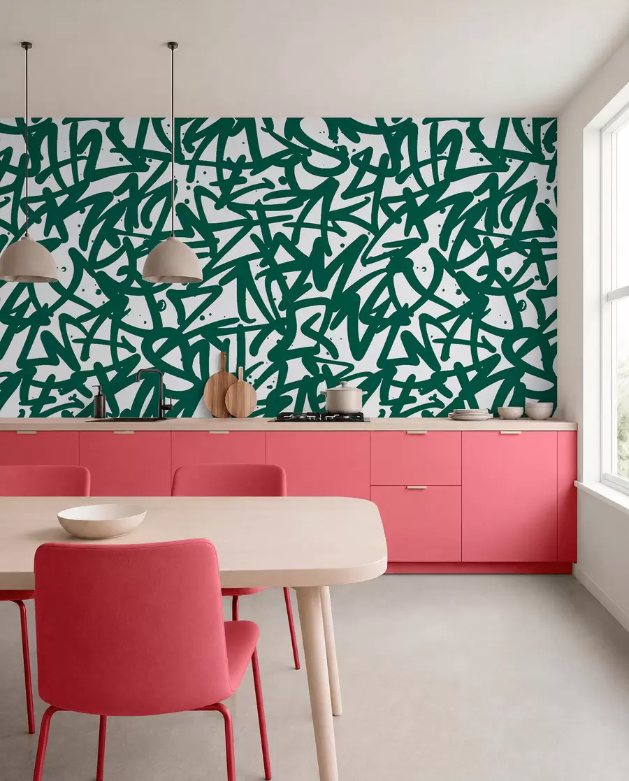 Fotobehang Graffiti Emoties: Groen u99087