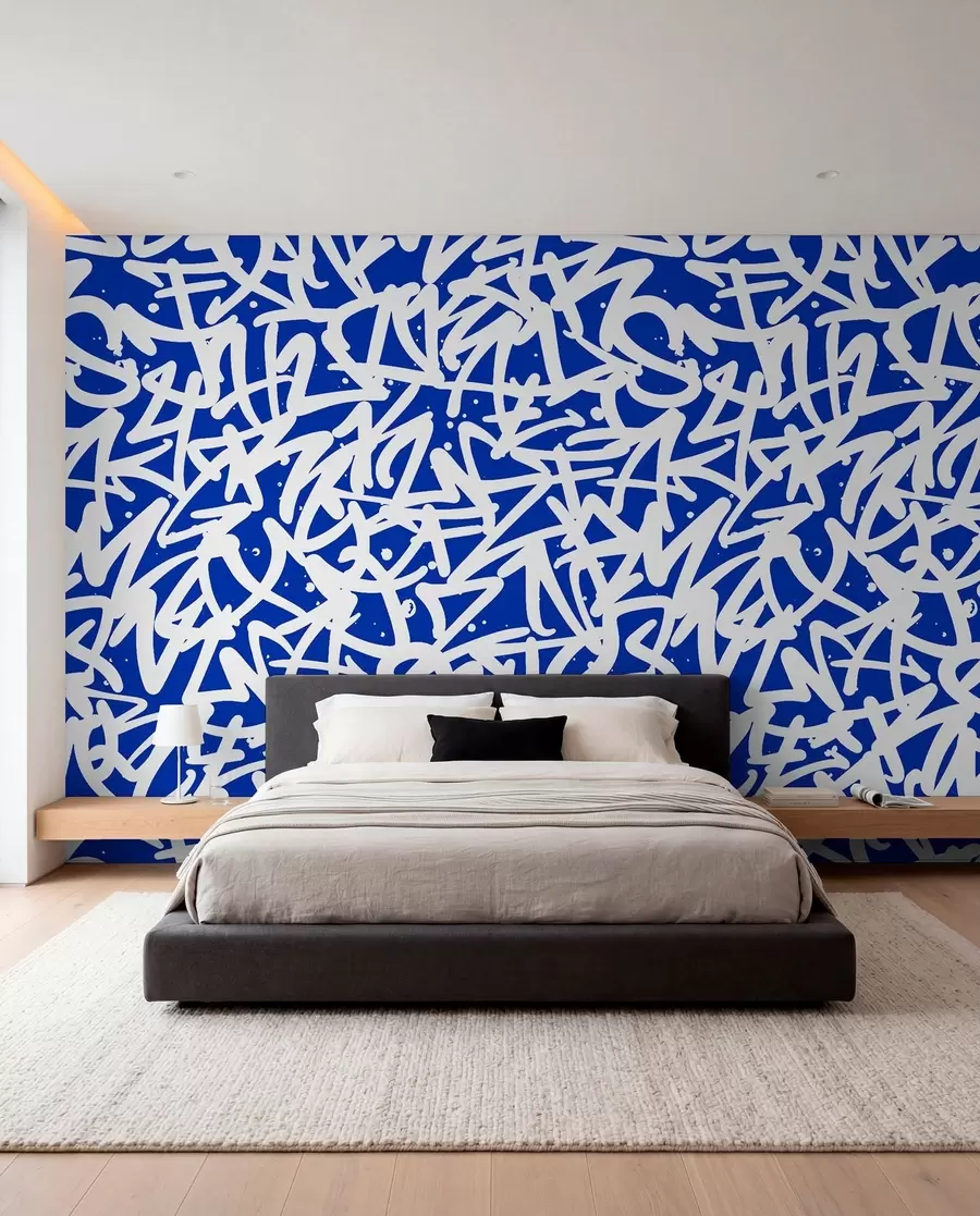 Fotobehang Graffiti Emoties: Blauw u99087v2